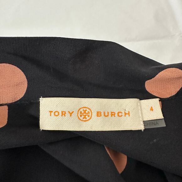 ASO Mandy Moore Tory Burch Printed Ruffle Bow Neck Polka Dot Silk Dress | SZ 4 - Picture 14 of 16